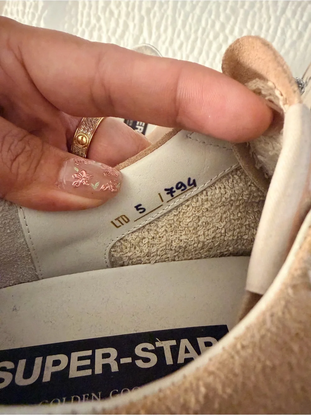 Golden Goose Beige Suede Sneakers with White Panels & Silver Laces